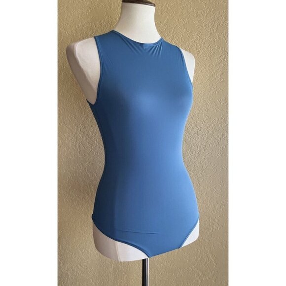 Skims Blue Jelly Sheer Crew Neck Bodysuit Sleeveless Bodysuit Deap Sea Size S - Picture 2 of 10